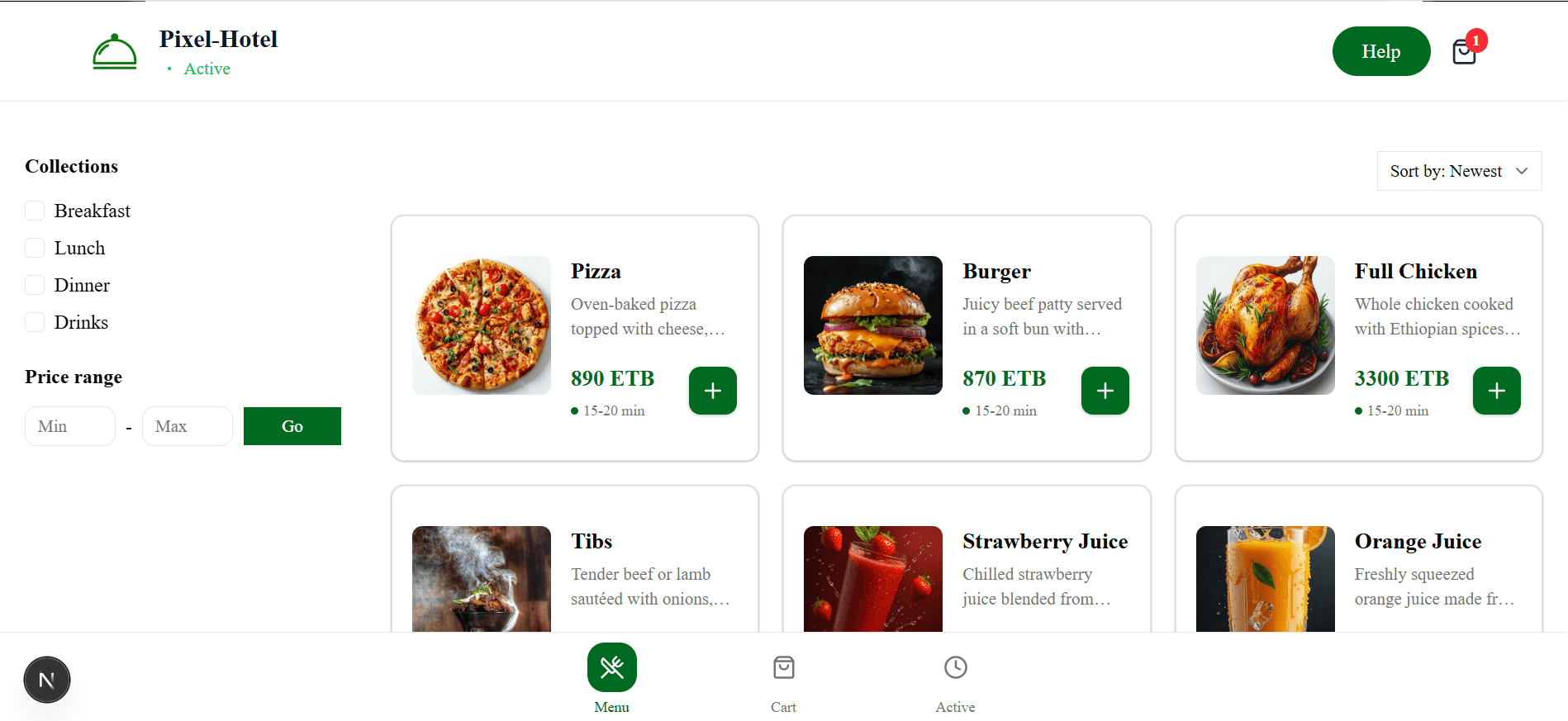 Digital Menu